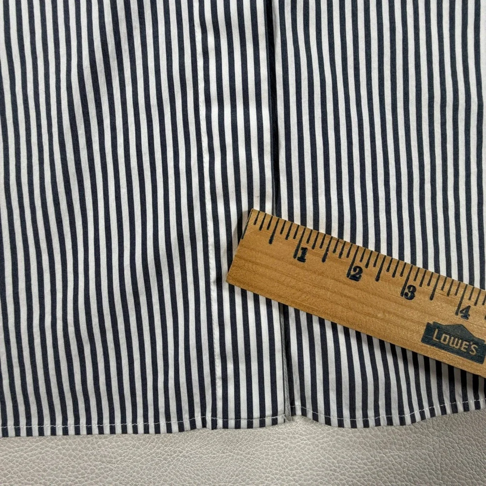 Lafayette 148 New York Womens Navy White Striped Button Down Shirt Large - Picture 9 of 16